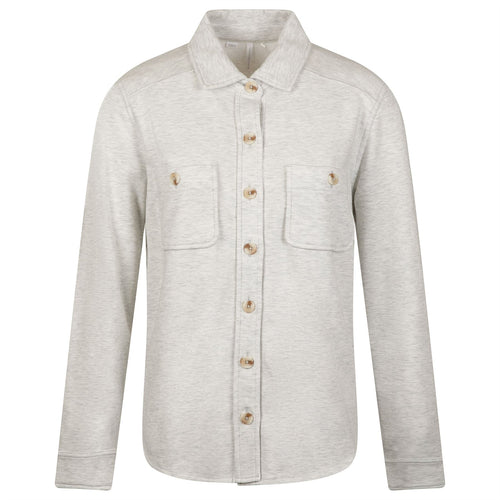 Womens Cloud Shacket Heather Light Gray