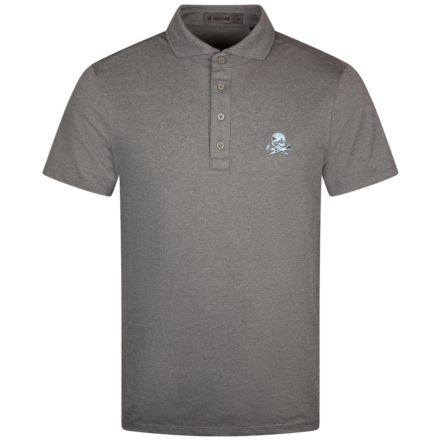 Rib Gusset Skull & Tees Tech Pique Polo Heather Gray