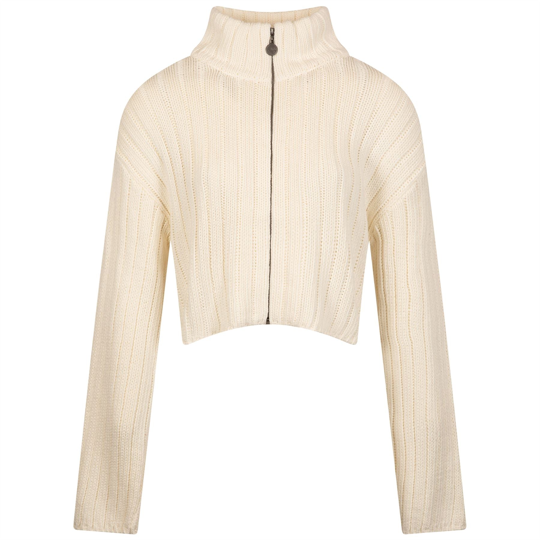 Womens Allegra Chunky Knit Zip Up Ivory