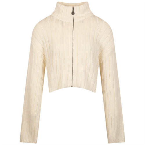 Womens Allegra Chunky Knit Zip Up Ivory