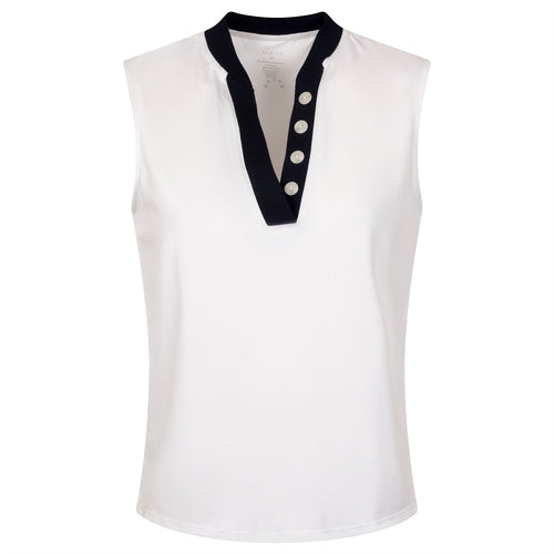 Womens Shelby Performance Tank Polo White/Blue Nights