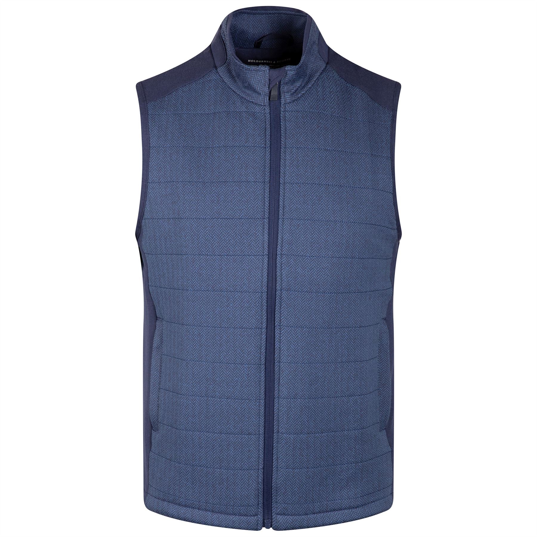 The Perry Performance Fleece Vest Navy Herringbone