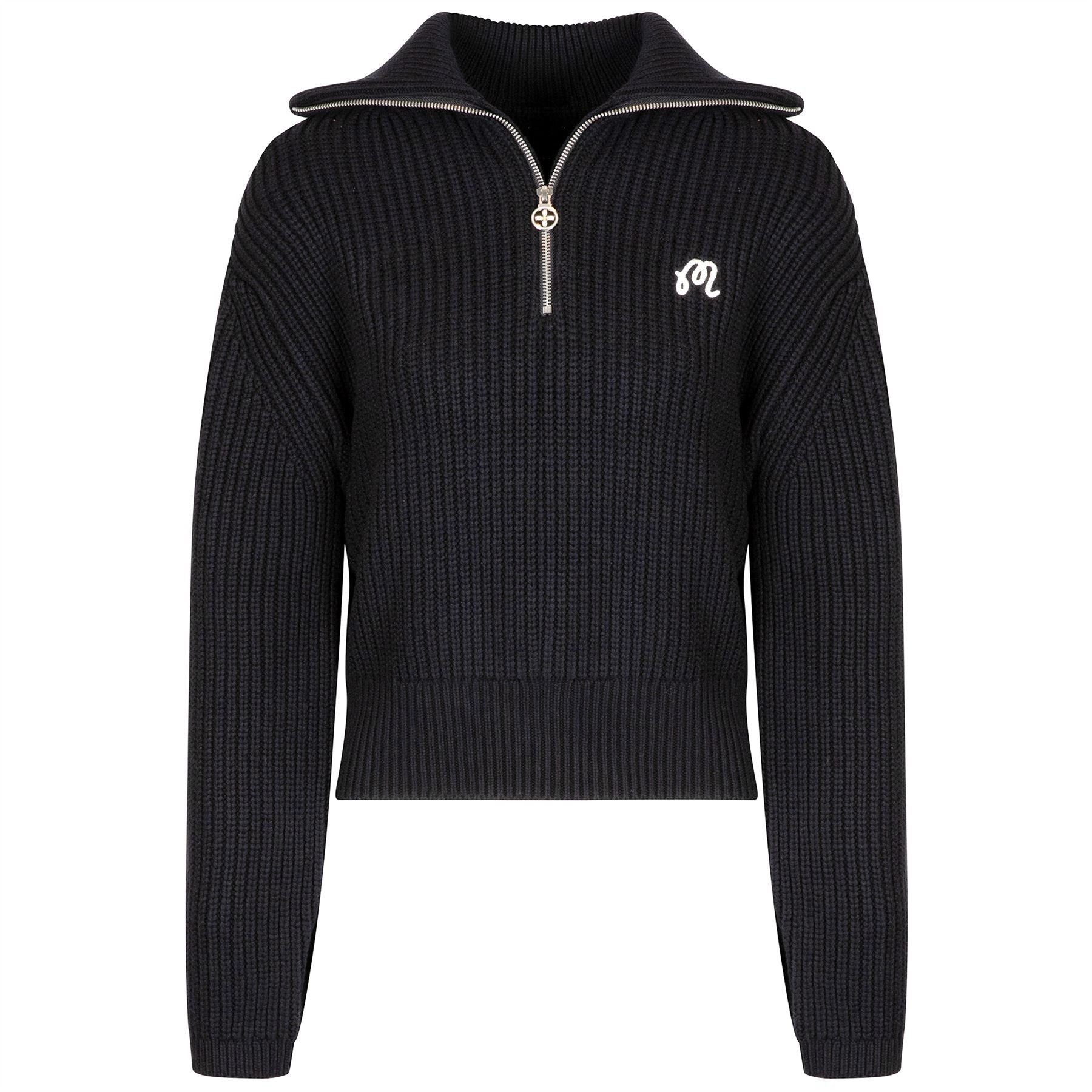 Womens Anais Quarter Zip Knit Sweater Black