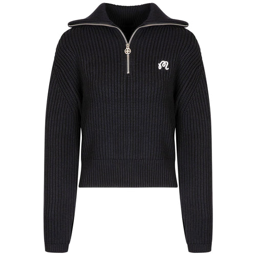 Womens Anais Quarter Zip Knit Sweater Black