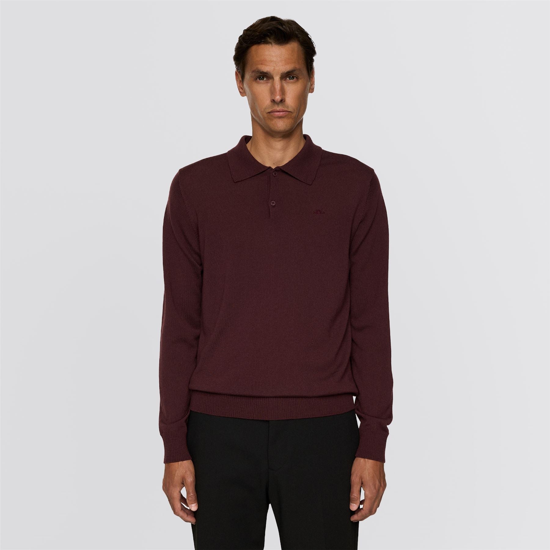 Kai Knitted Merino Polo Huckleberry