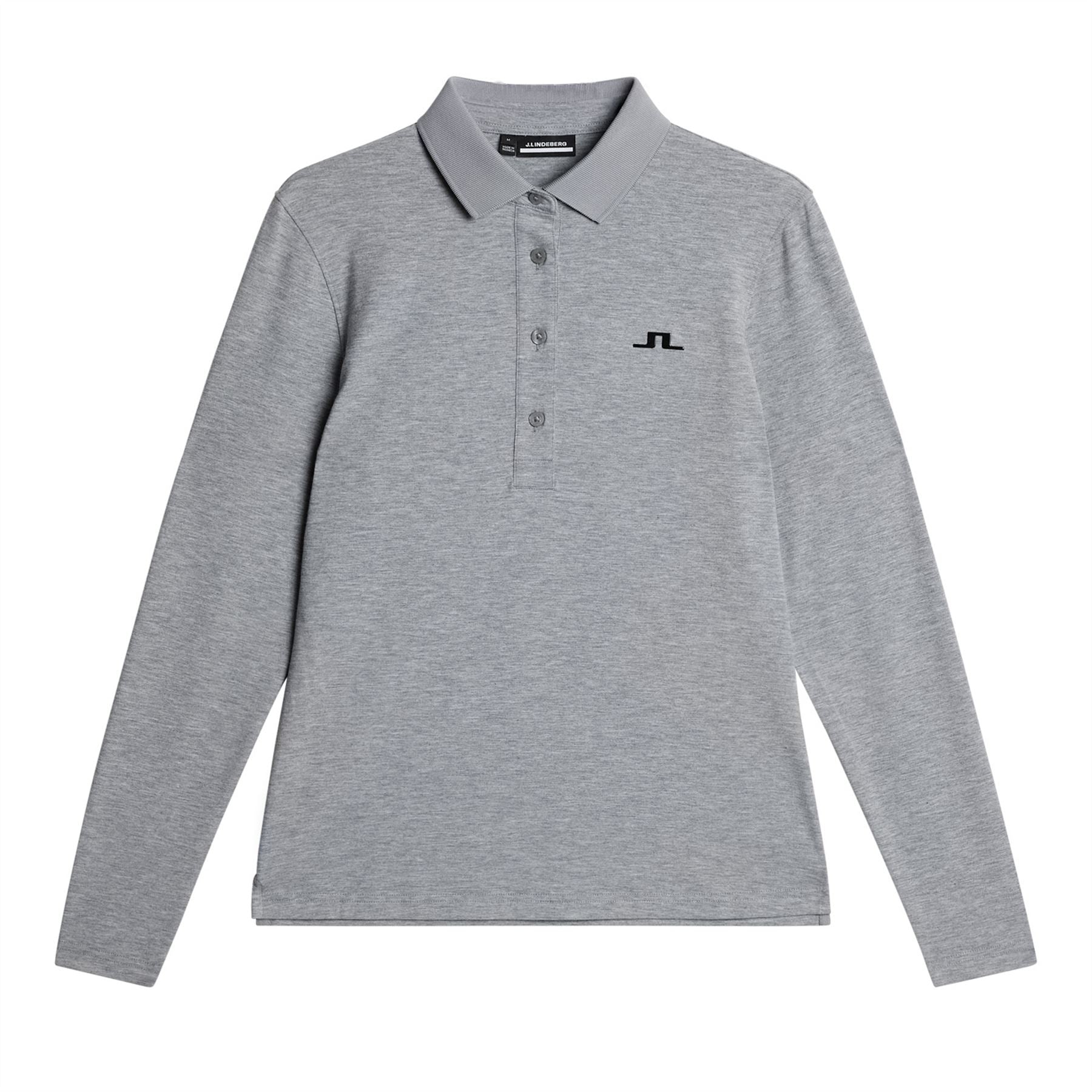 Womens Flor LS Soft Touch Polo Medium Grey Melange