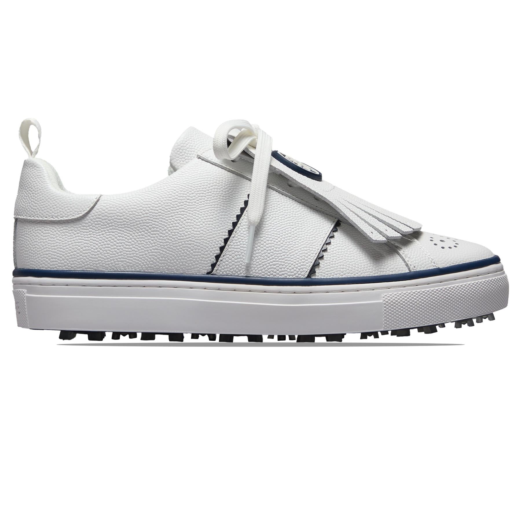 Womens Durf Saddle Stripe Leather Golf Shoes Snow/Twilight