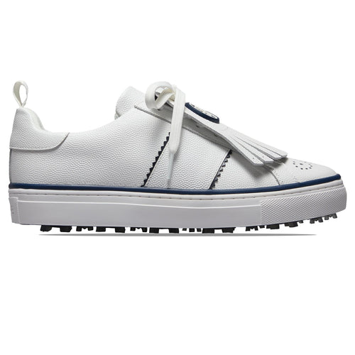 Womens Durf Saddle Stripe Leather Golf Shoes Snow/Twilight