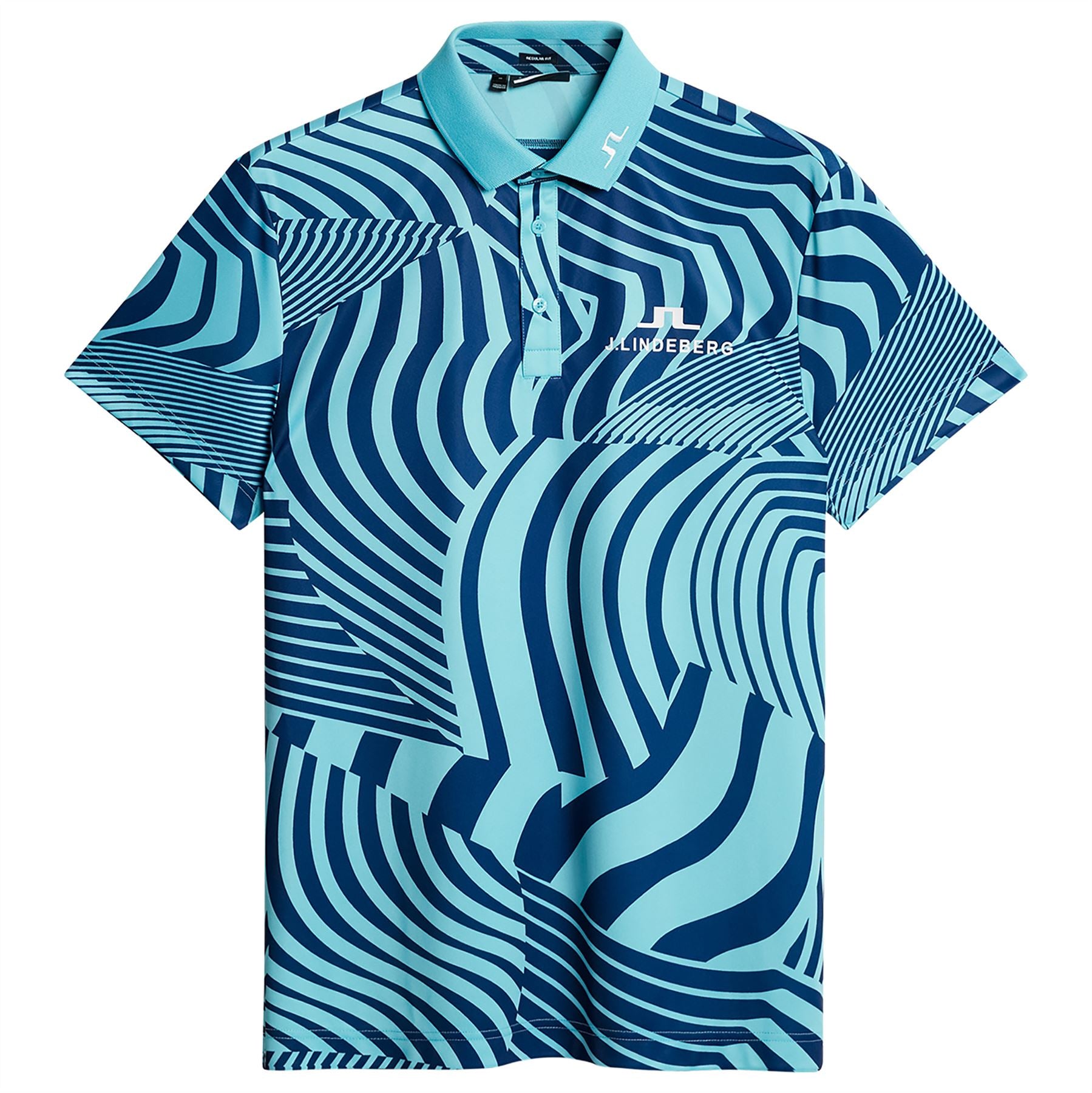 KV Regular Fit TX Jersey Dazzle Wave Print Tour Polo Blue Curacao