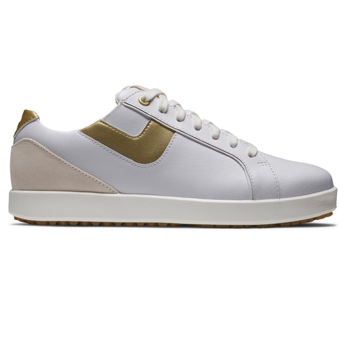 Womens FJ Links Spikeless Golf Shoes White/Tan