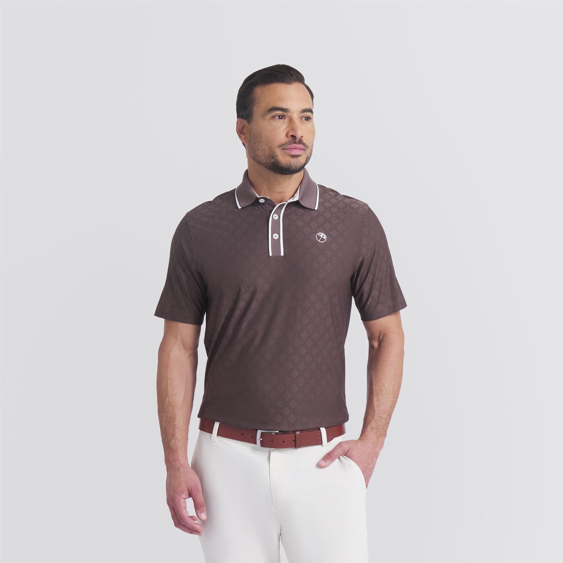 x AP Tipped Jacquard Polo Flat Bronze