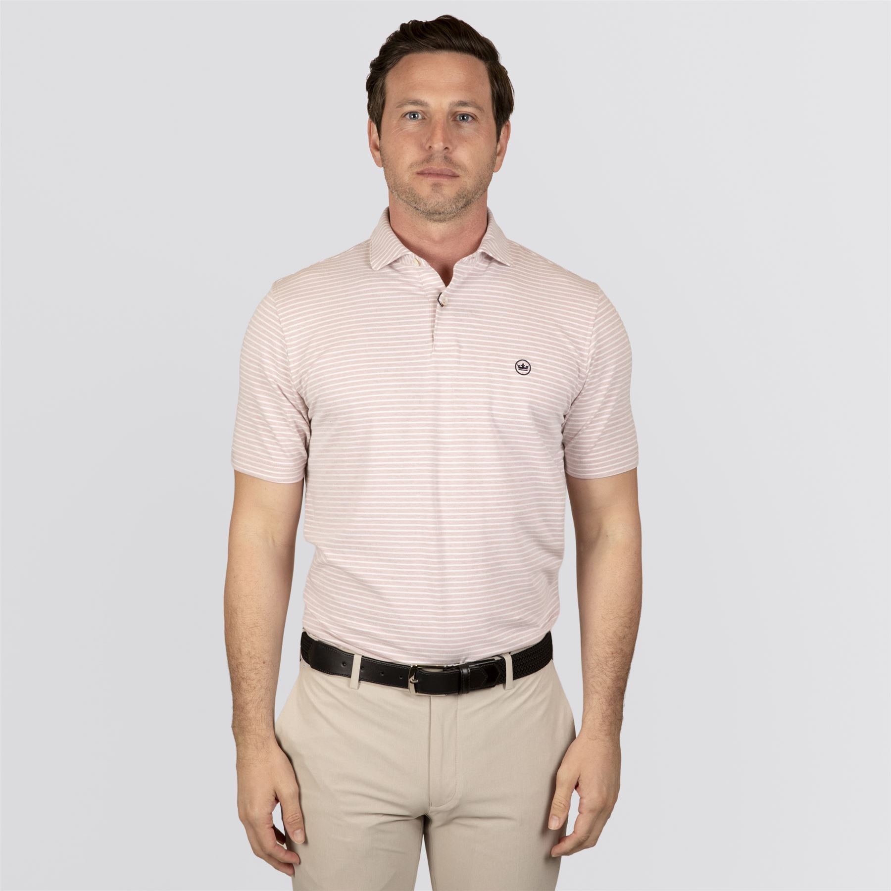 Albatross Stripe Cotton-Blend Pique Polo Faded Scarlett