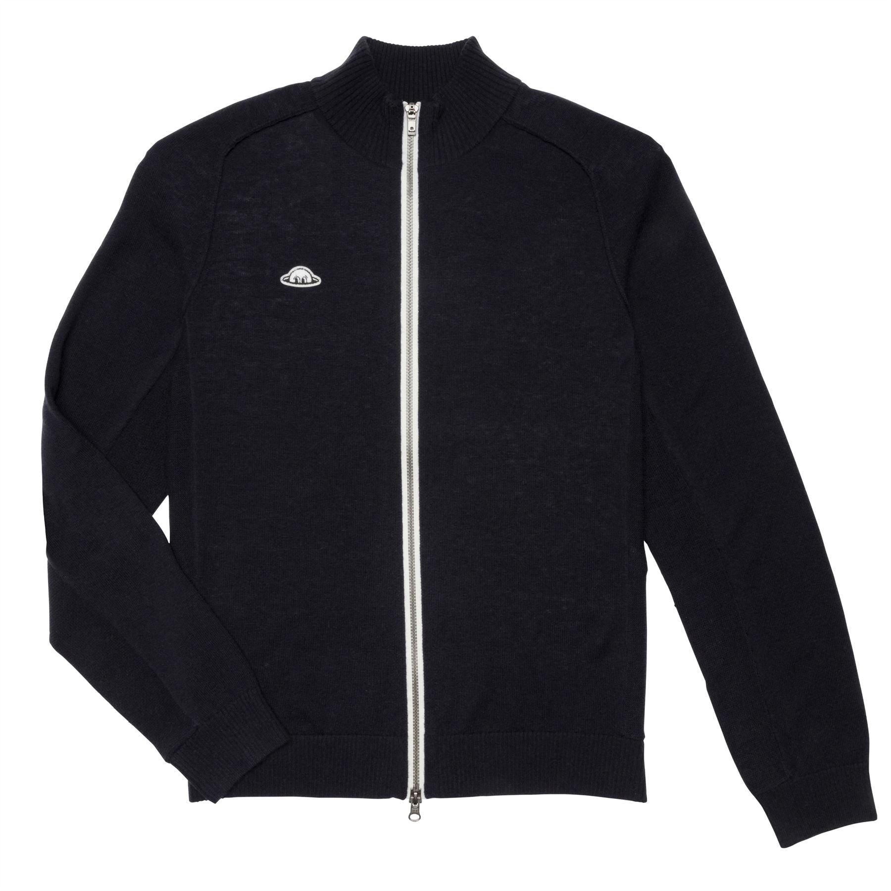 Merino Cashmere Blend Zip Cardigan Navy