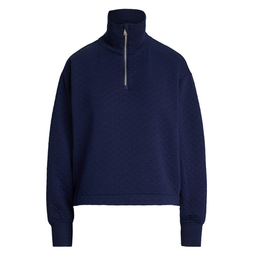 Womens RLX Half Zip Quilted Double Knit Sweater Refined Navy