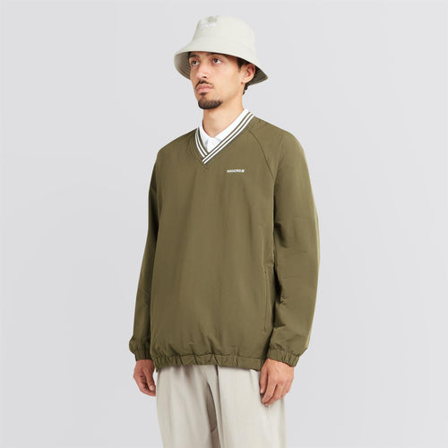 V-Neck Pullover Windbreaker Dark Olive