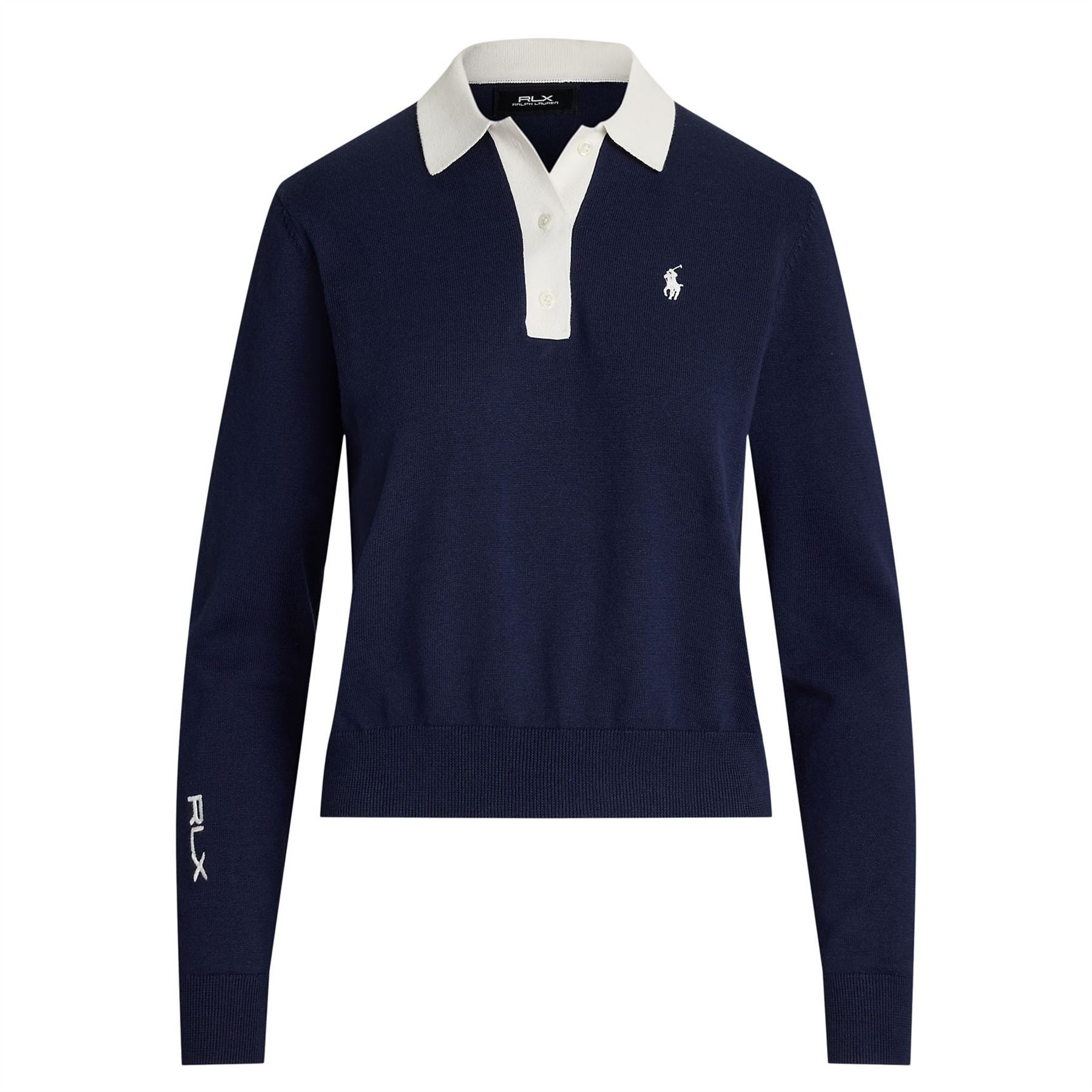 Womens RLX LS Performance Sweater Polo Refined Navy