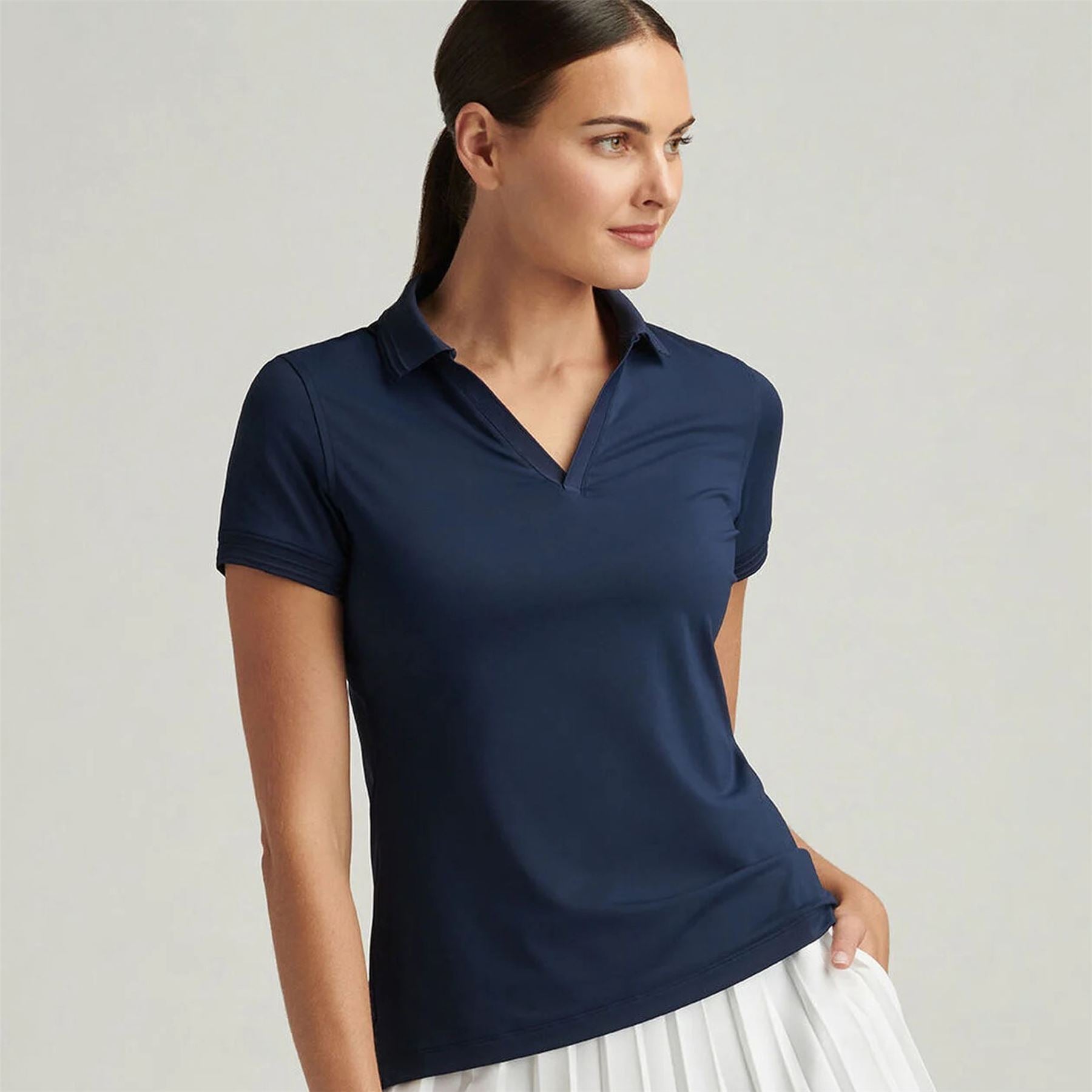 Womens Betty Drop V-Neck Polo Navy