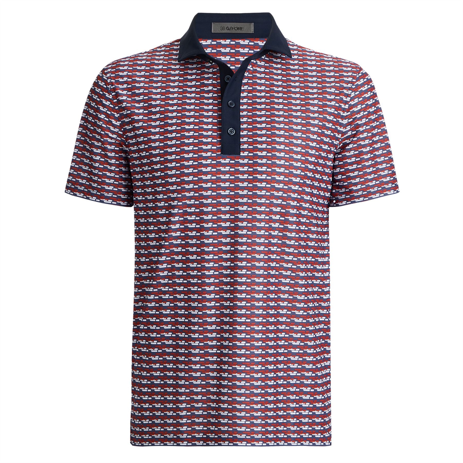 Brick Stripe Tech Pique Polo Cabernet