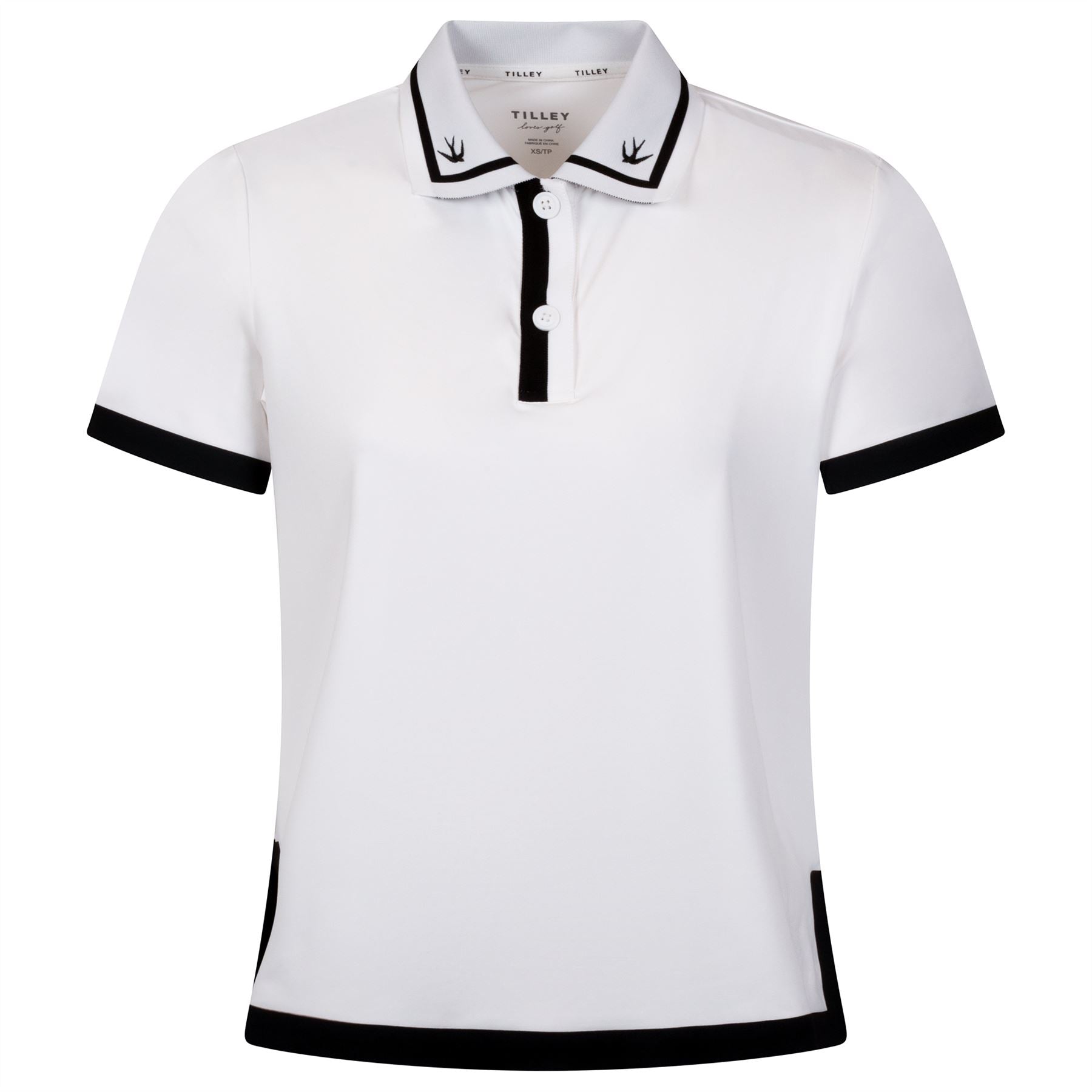 Womens Boxy Polo White/Black
