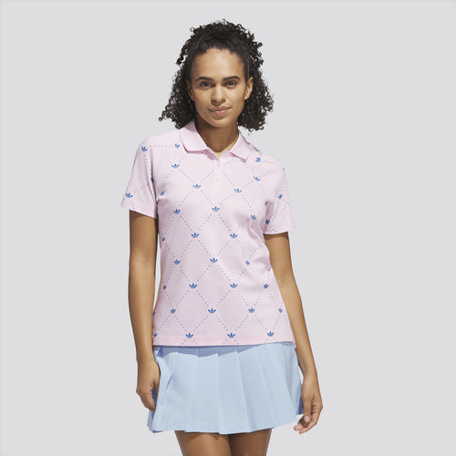 Womens Printed Trefoil Polo Clear Pink/Bluebird