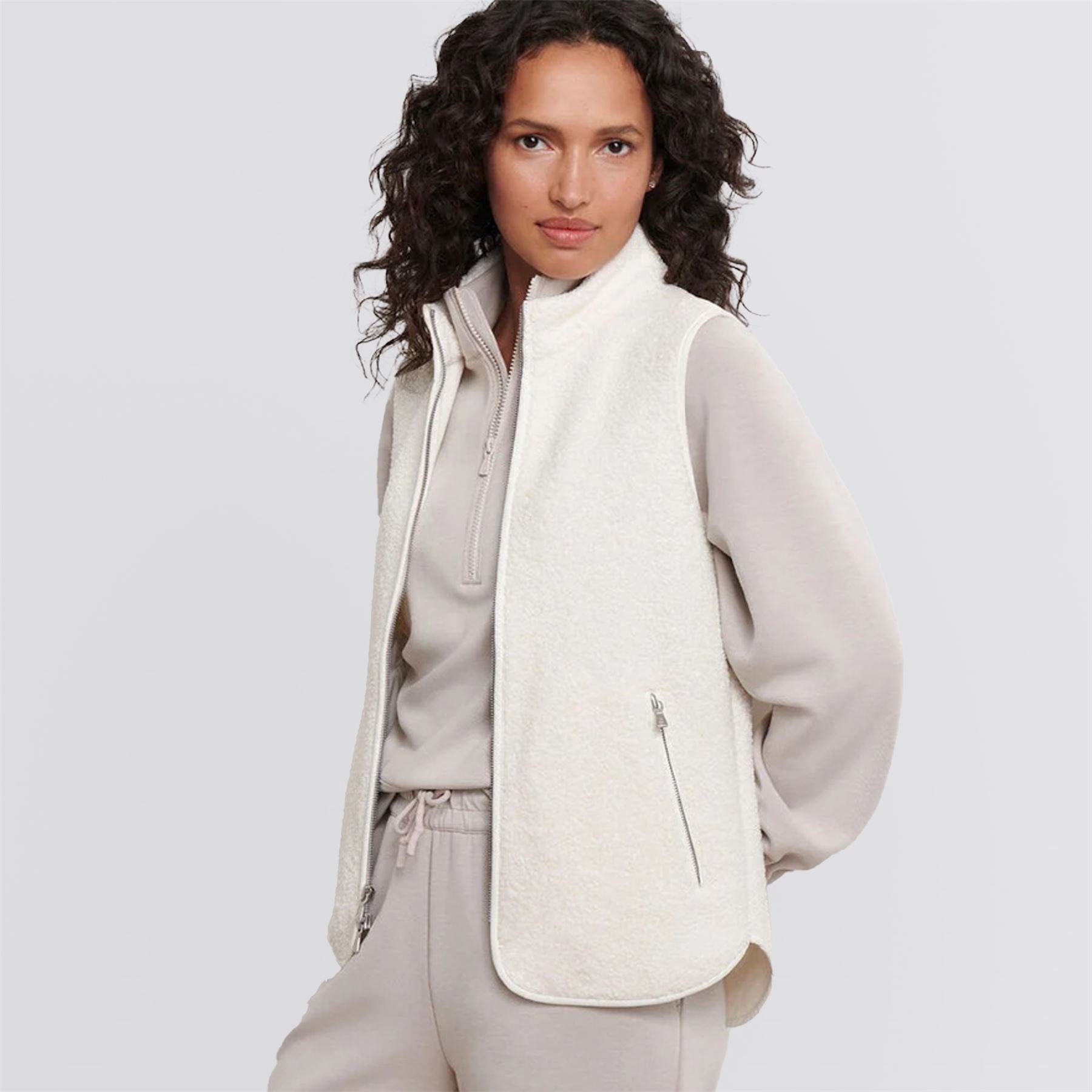 Womens Tilly Bonded Sherpa Vest Ivory