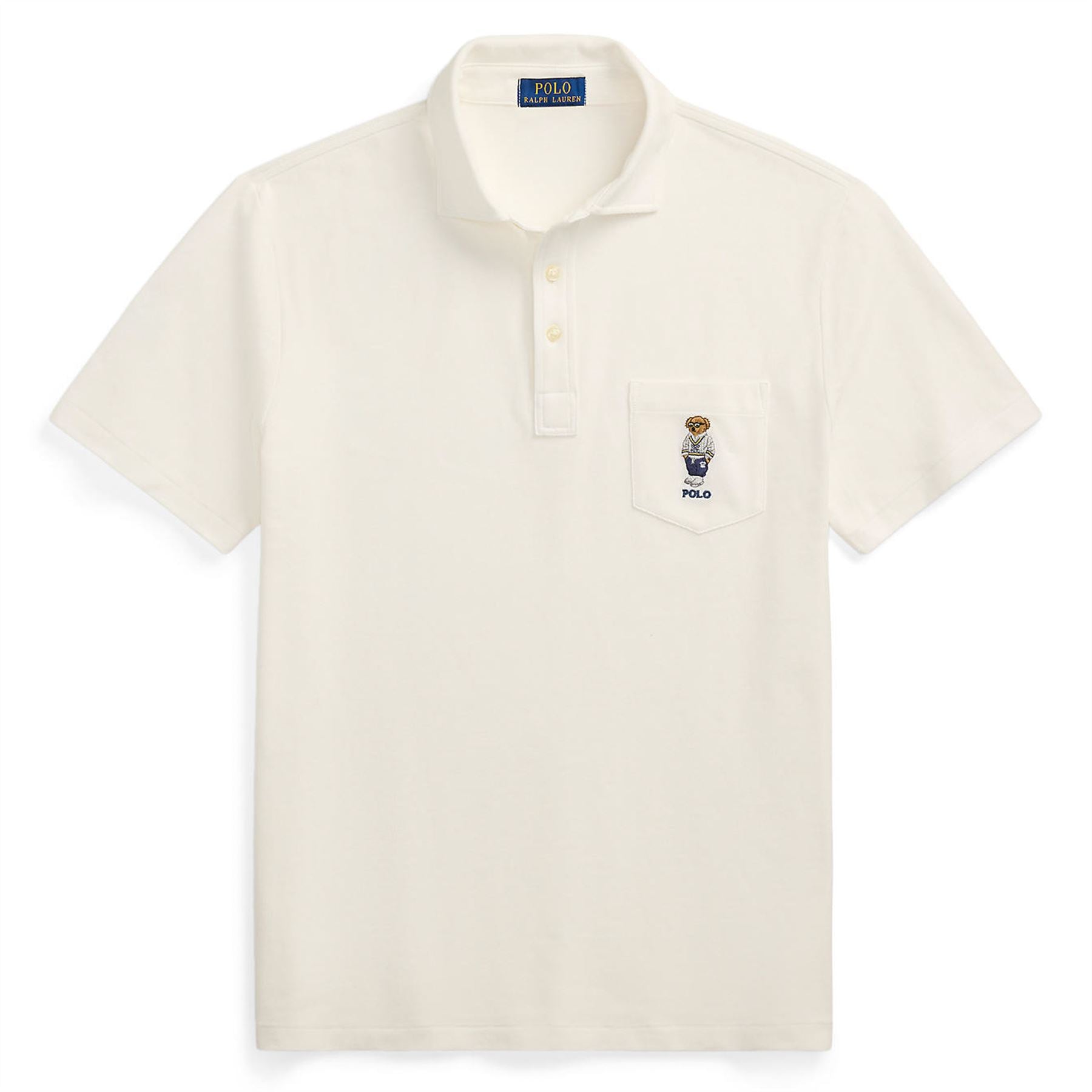 Polo Golf Custom Slim Fit Bear Mesh Polo White Heritage Icon