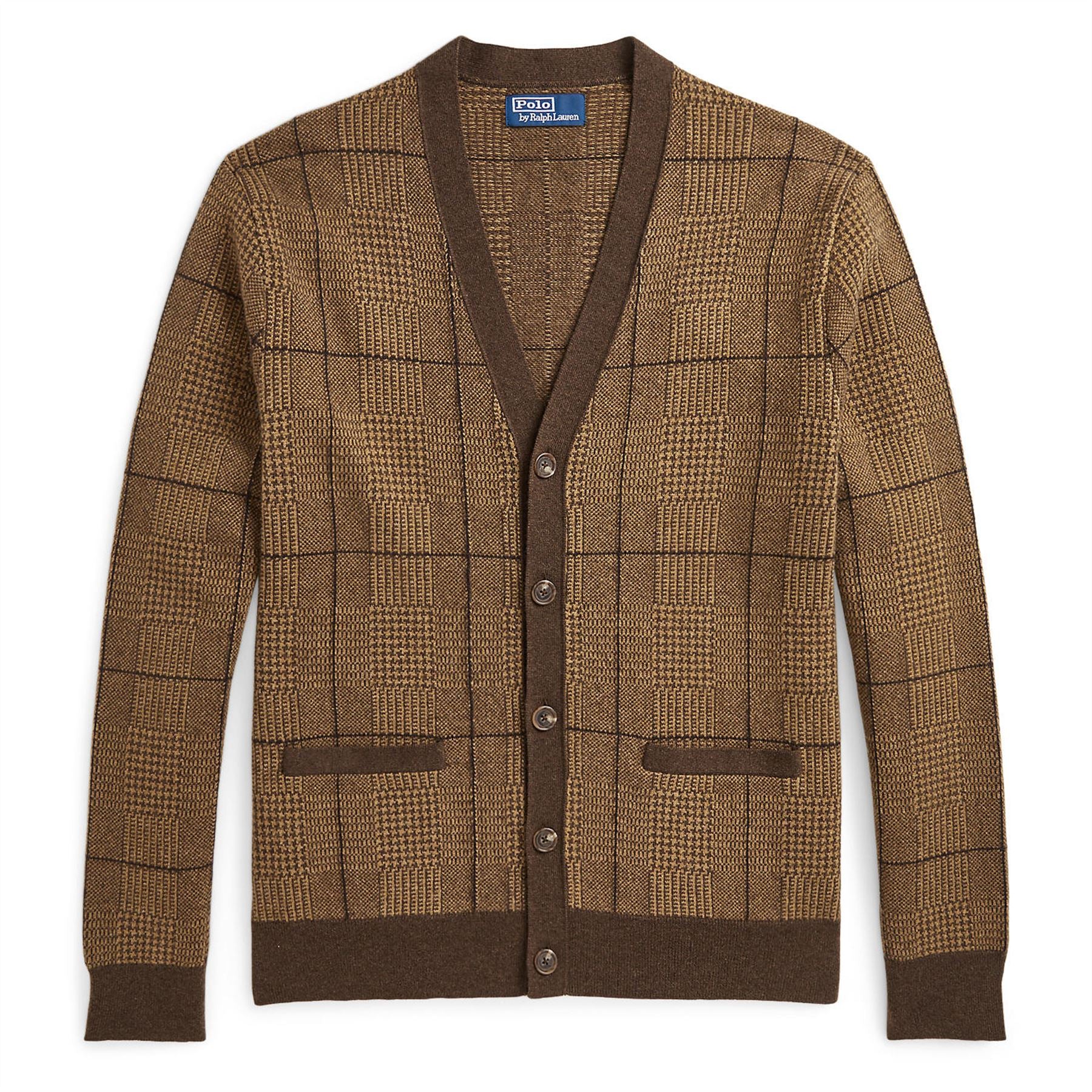 Merino Knit Patterned Cardigan Brown