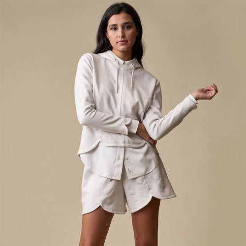 Womens Tulip Lounge Shorts Cream Debossed Crane