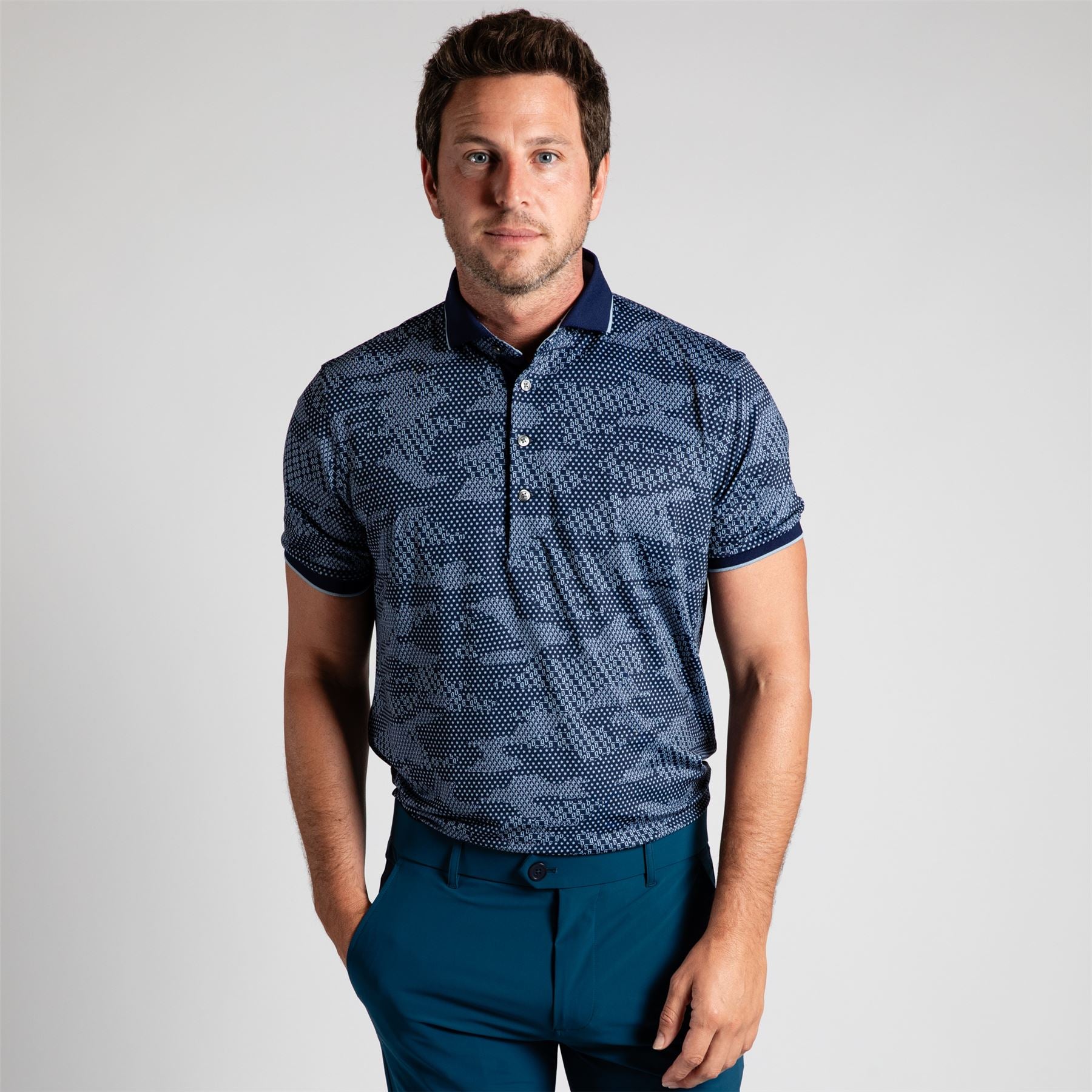 Icon Camo Polo Maltese Blue
