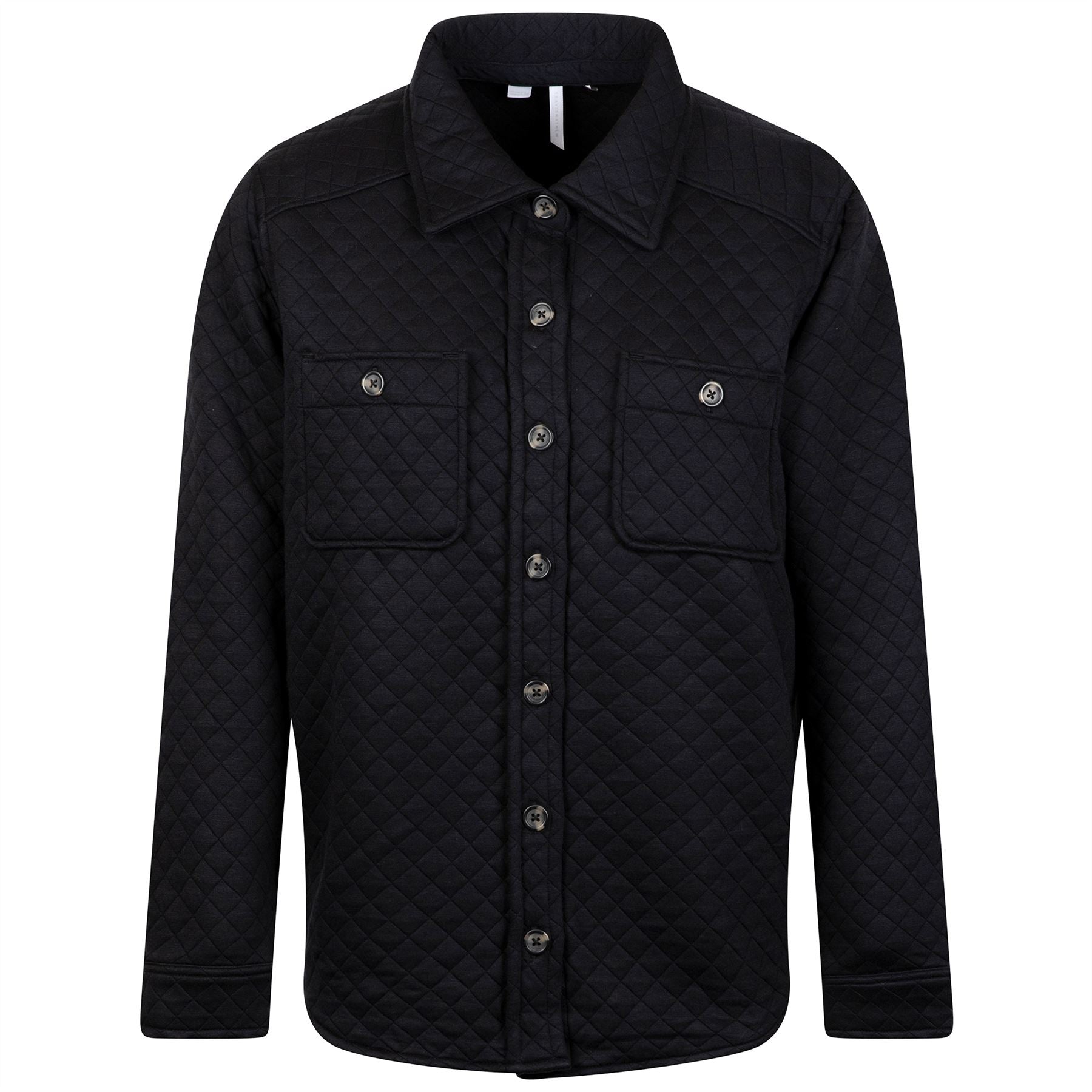 Womens Diamond Quilted Shacket Black