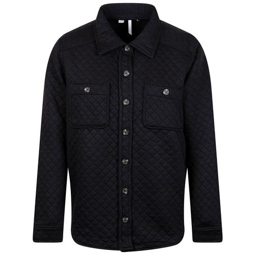 Womens Diamond Quilted Shacket Black
