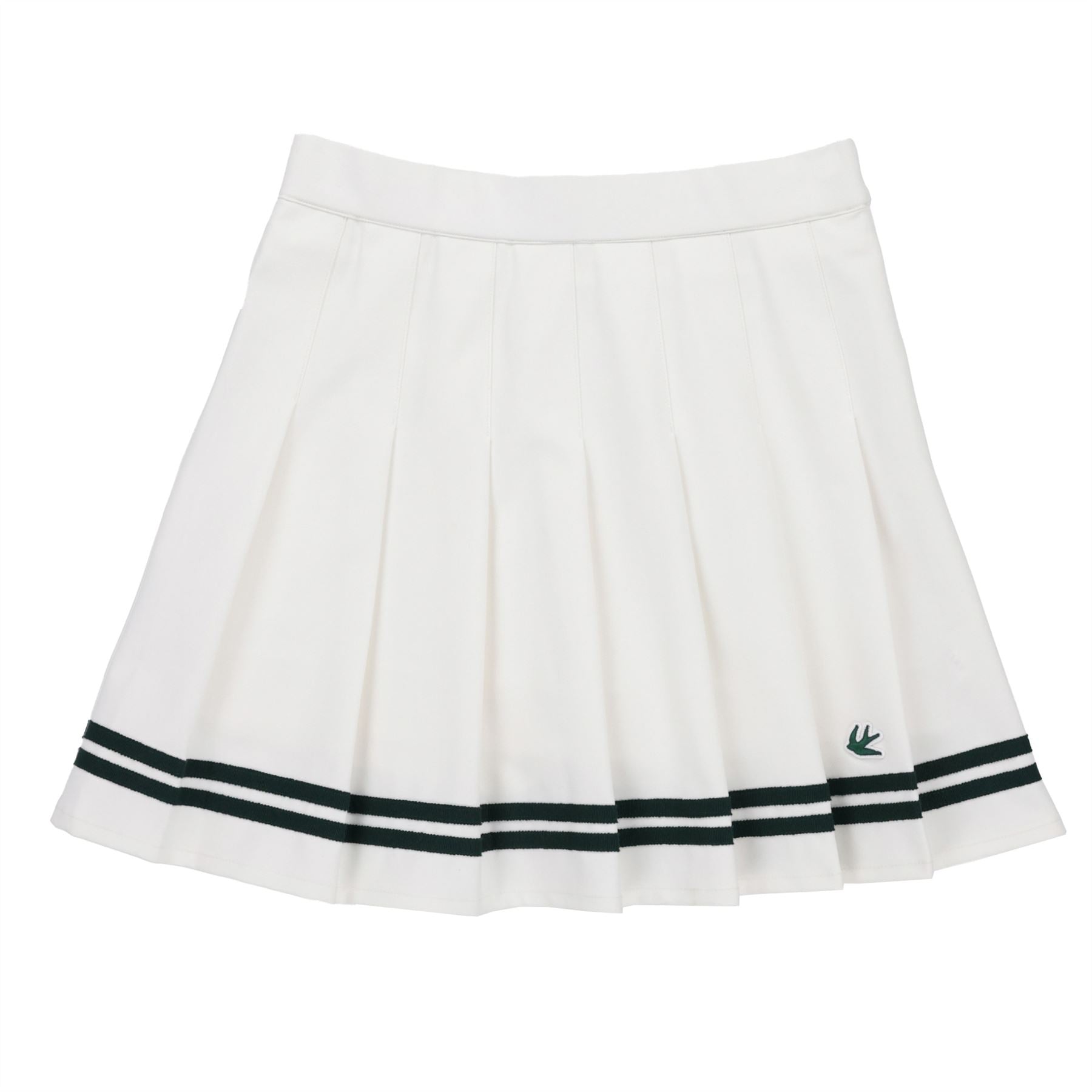 Womens Ribbon Pleated Skirt White/Pine Green