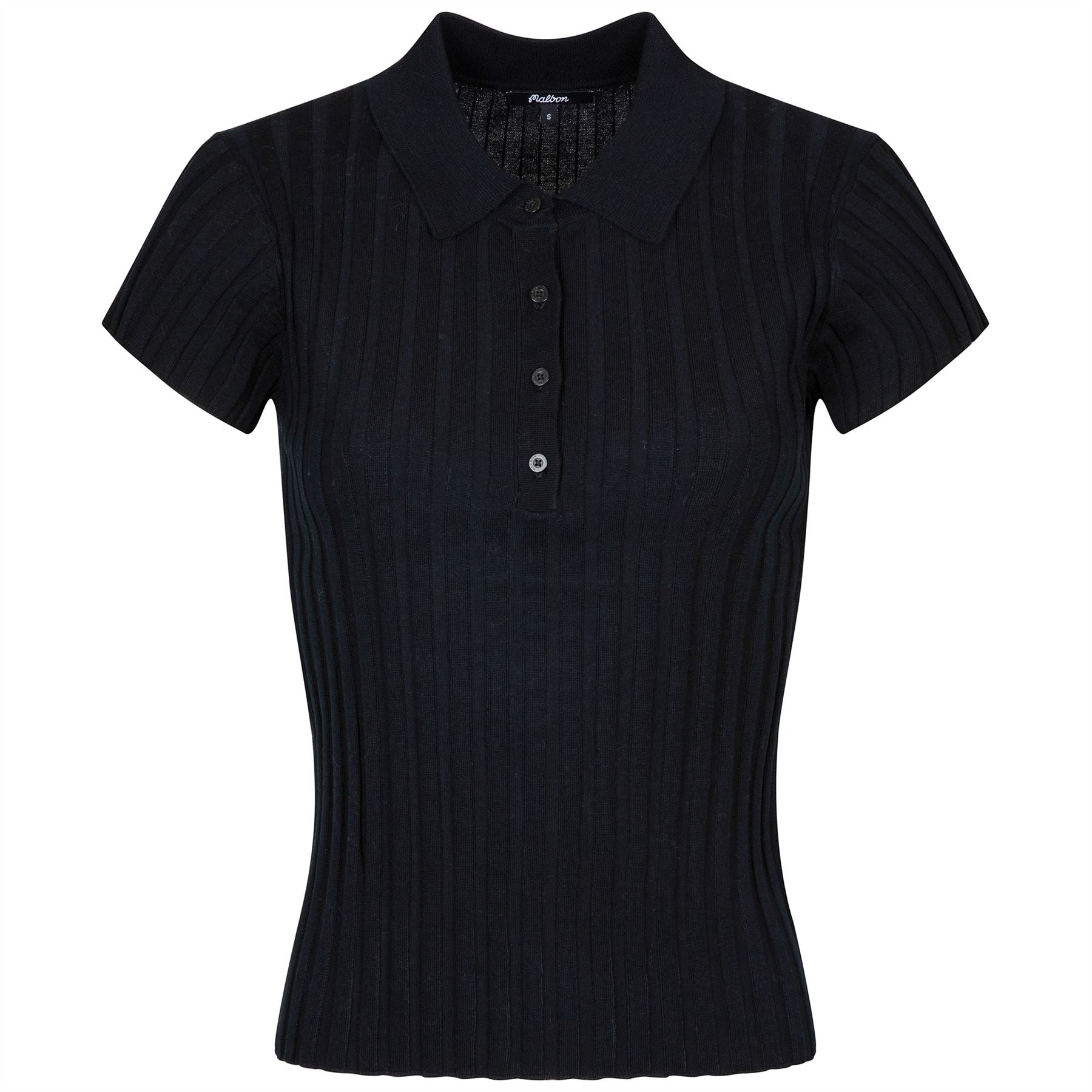 Womens Elea Rib Knit Polo Black