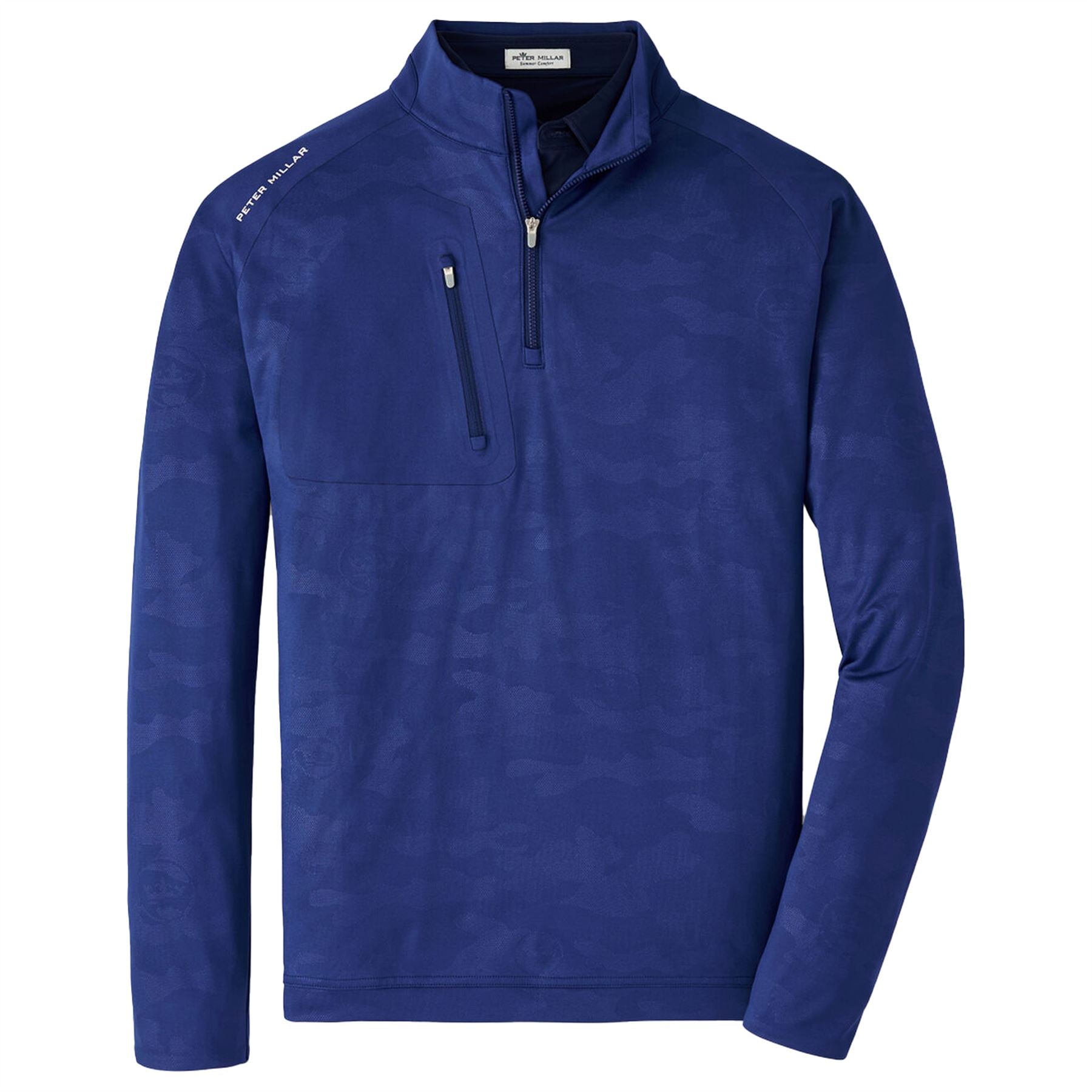 Verge Logo Camo Performance Quarter Zip Mid Layer Sport Navy