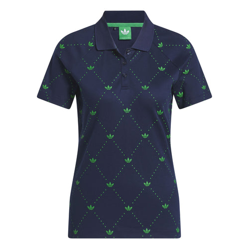 Womens Printed Trefoil Polo Indigo/Green