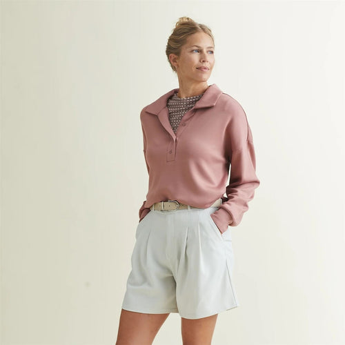 Womens Polo V-Neck Top Mauve