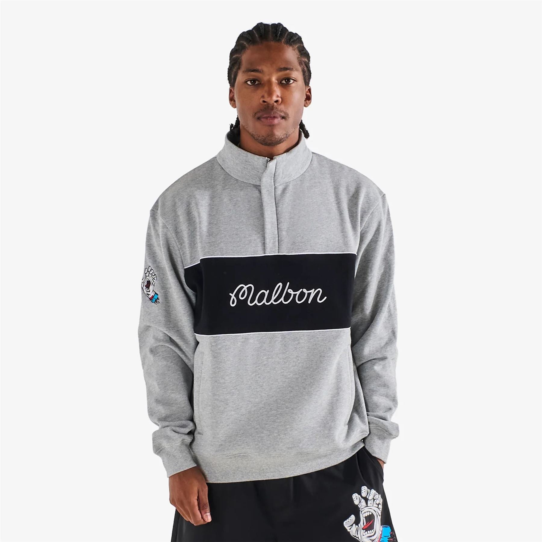 x Santa Cruz Quarter Zip Sweatshirt Heather Grey