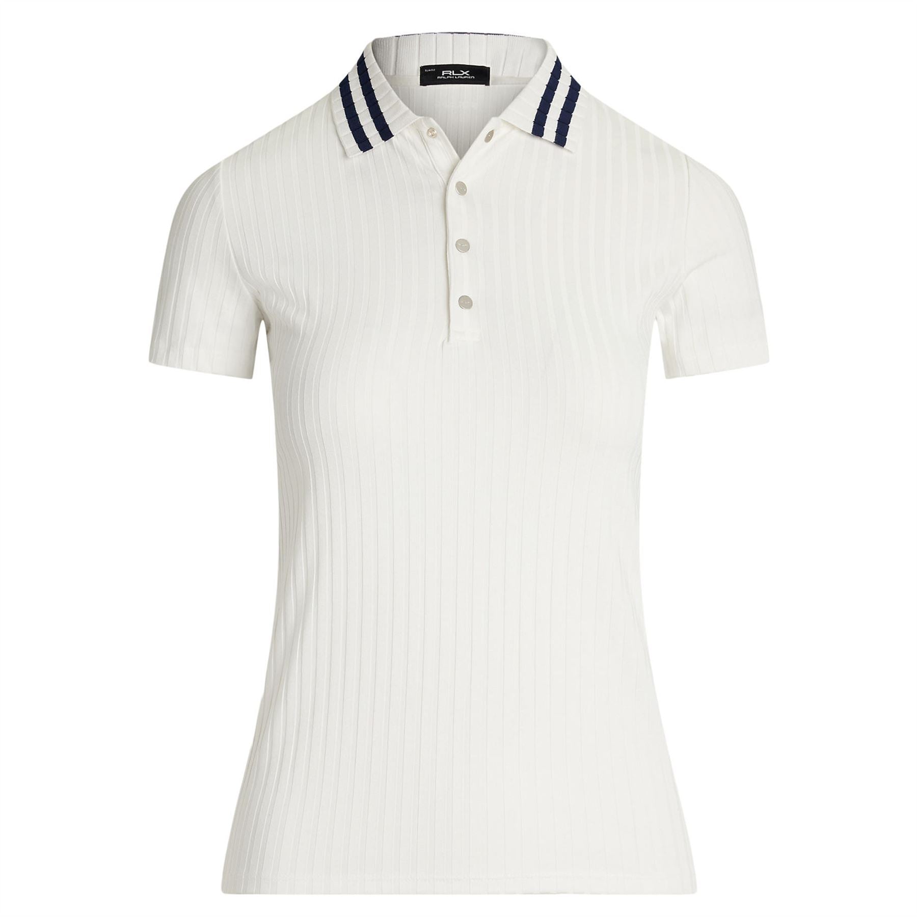 Womens RLX Drop Needle Rib Polo Ceramic White Multi