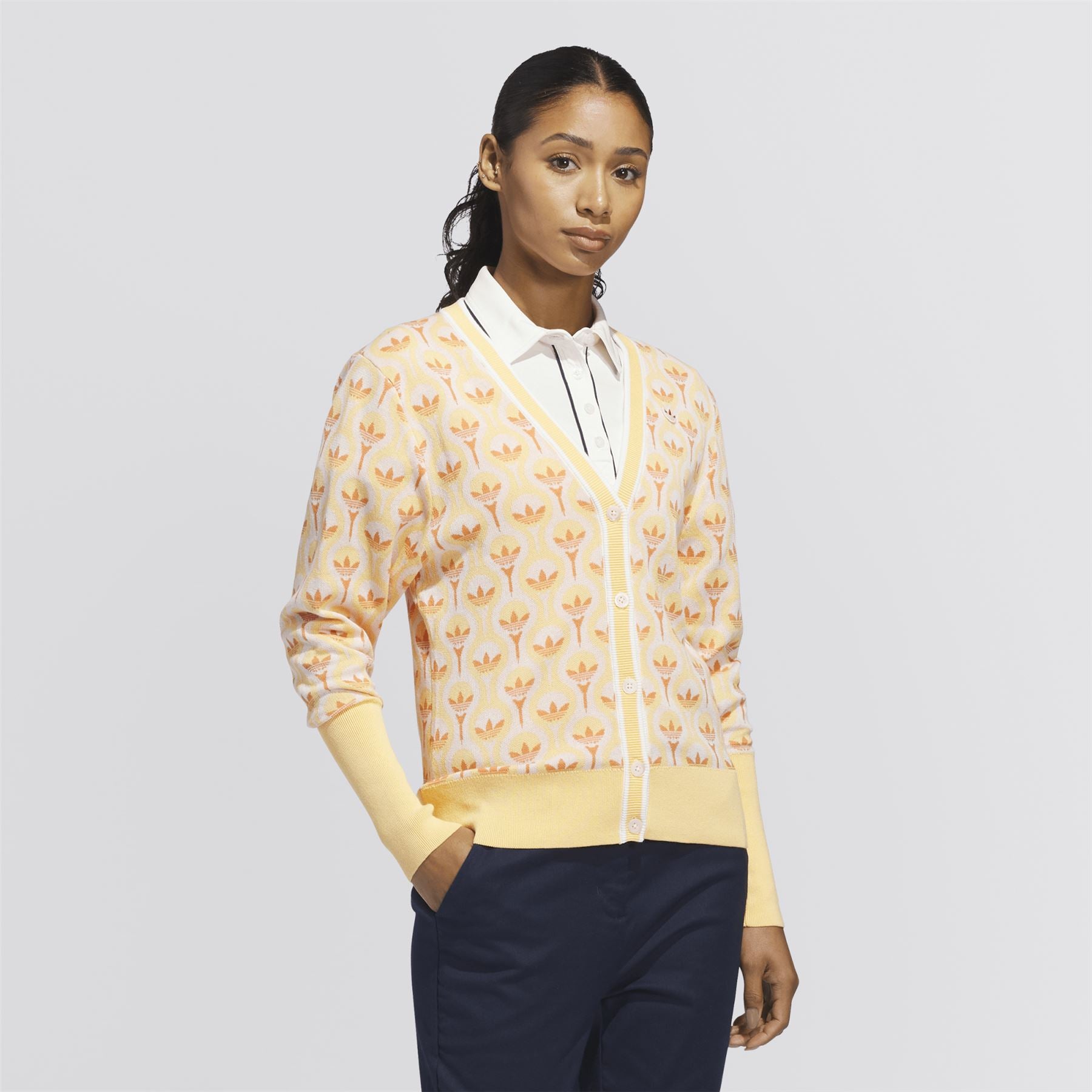 Womens Originals All Over Cardigan White/Ice Tangerine