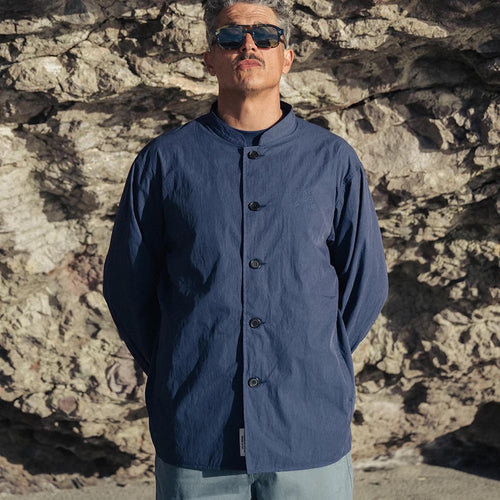Nylon Band Collar Jacket Indigo