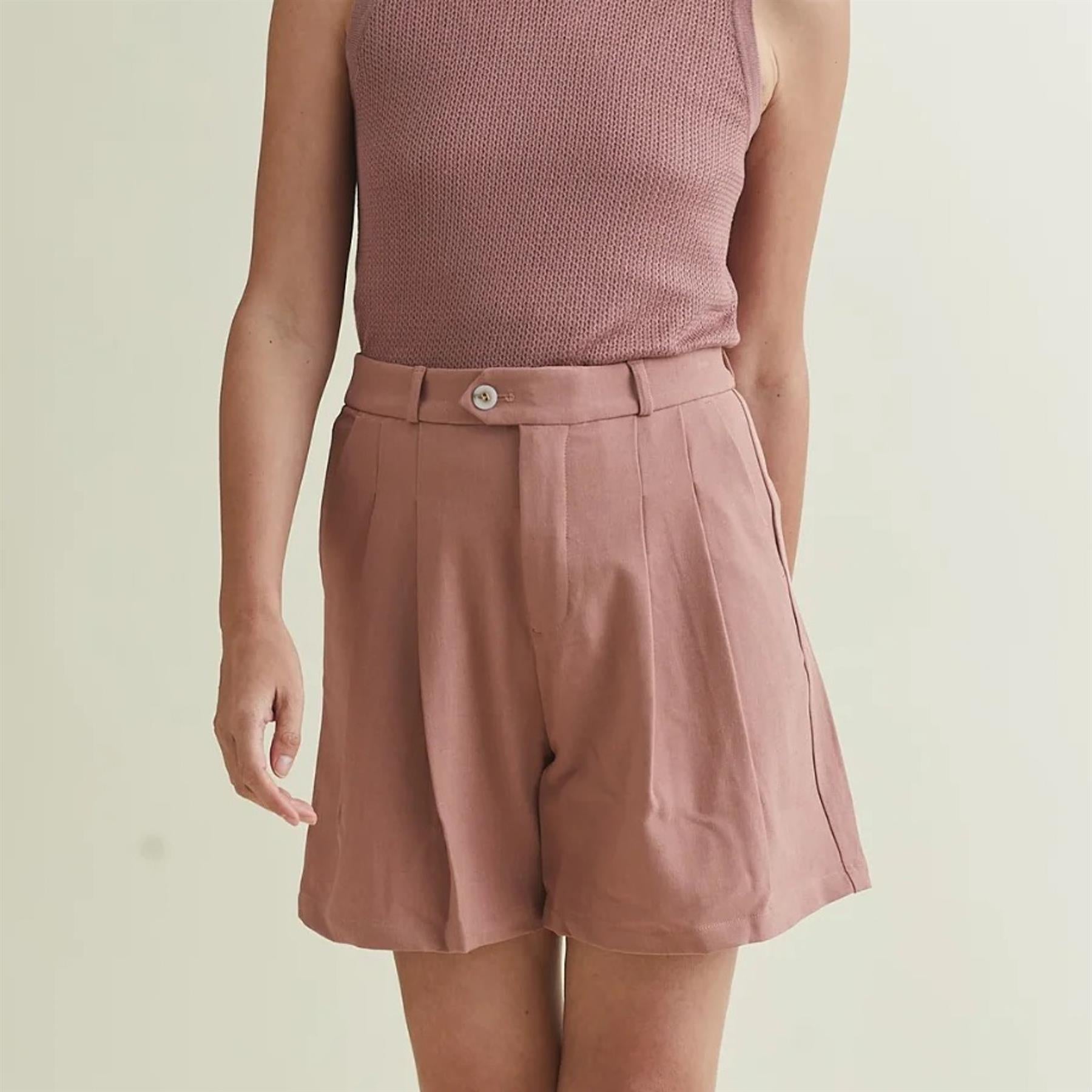 Womens Trouser Shorts Mauve