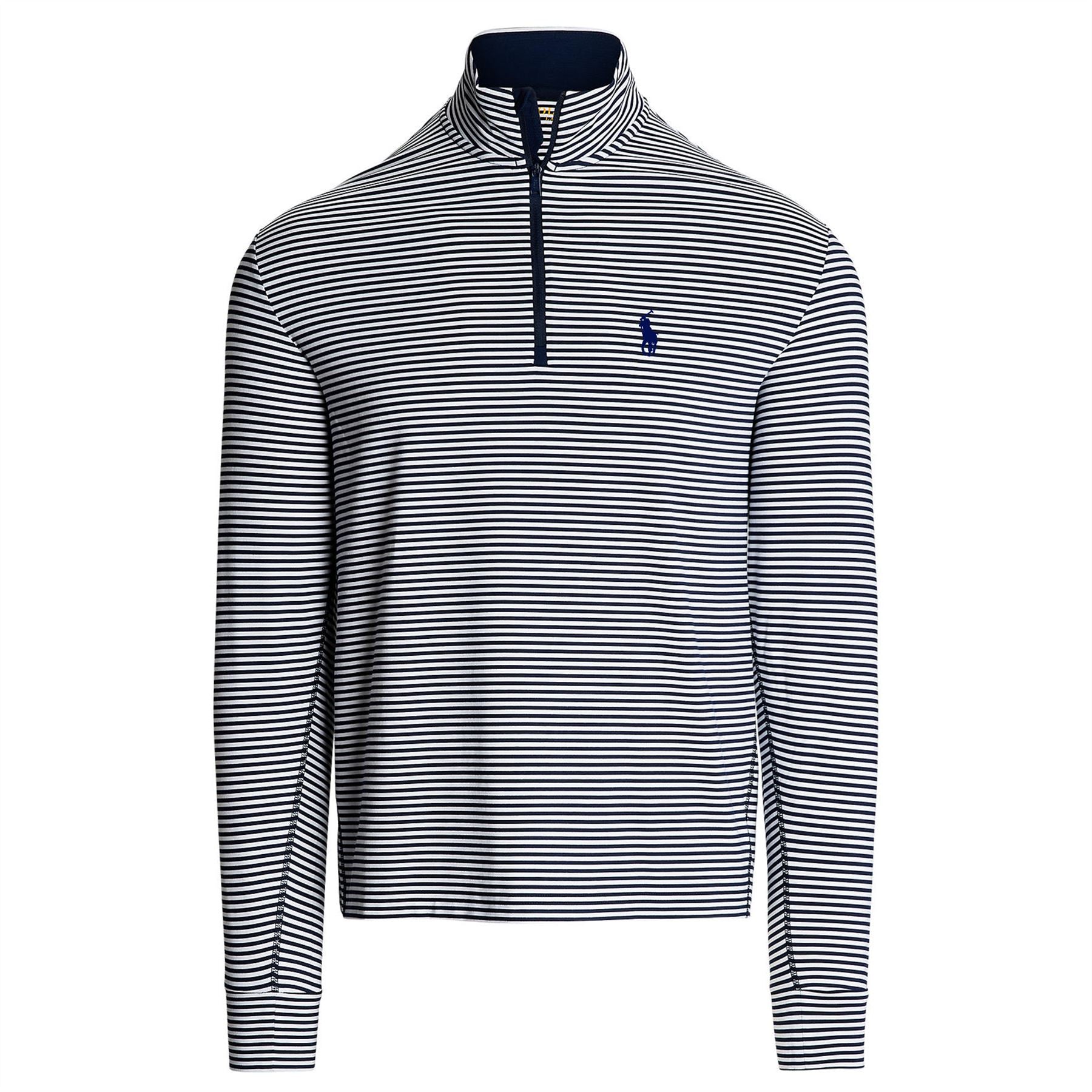 Striped Jersey Quarter Zip Pullover Refined Navy/Ceramic White