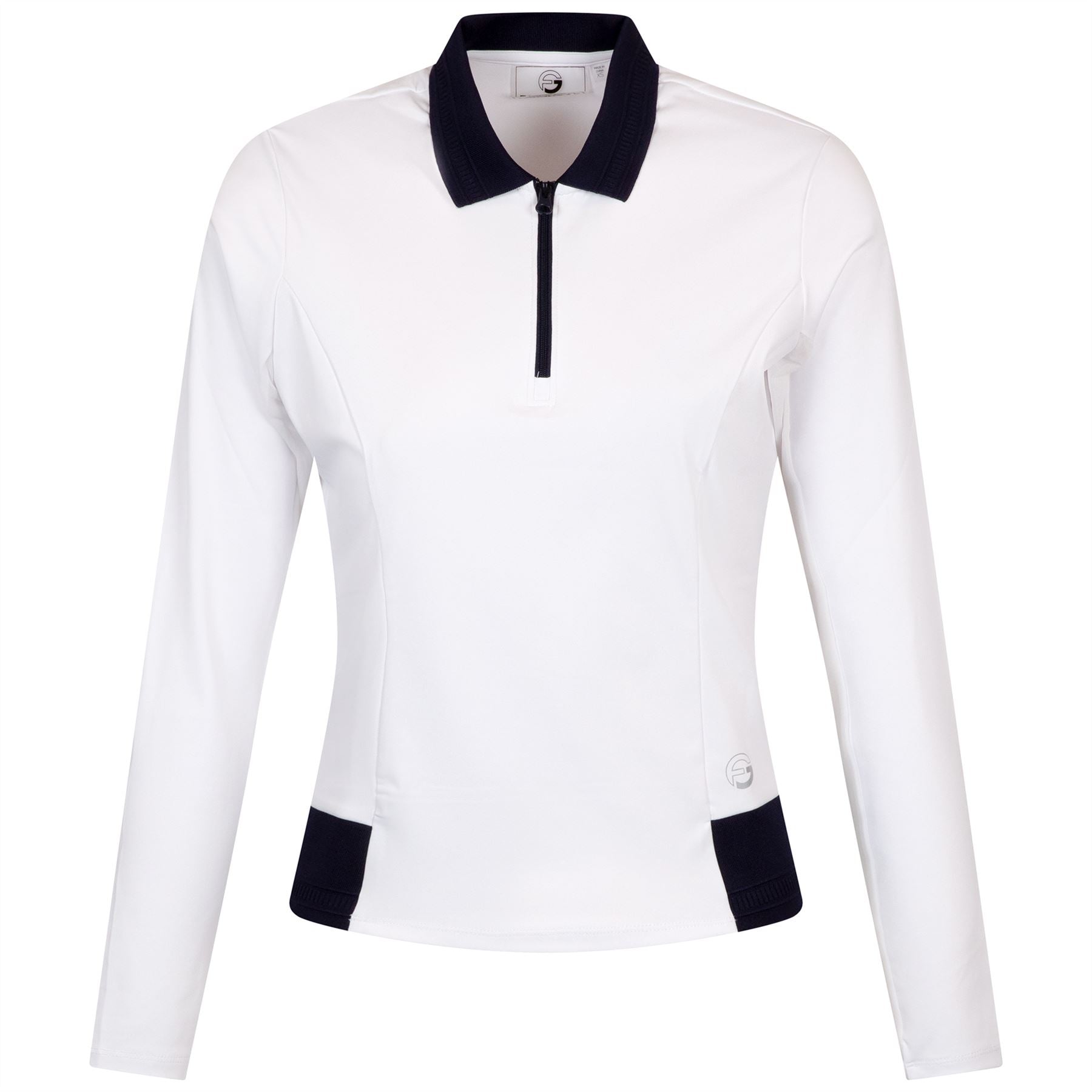Womens LS Trim Polo White/Navy