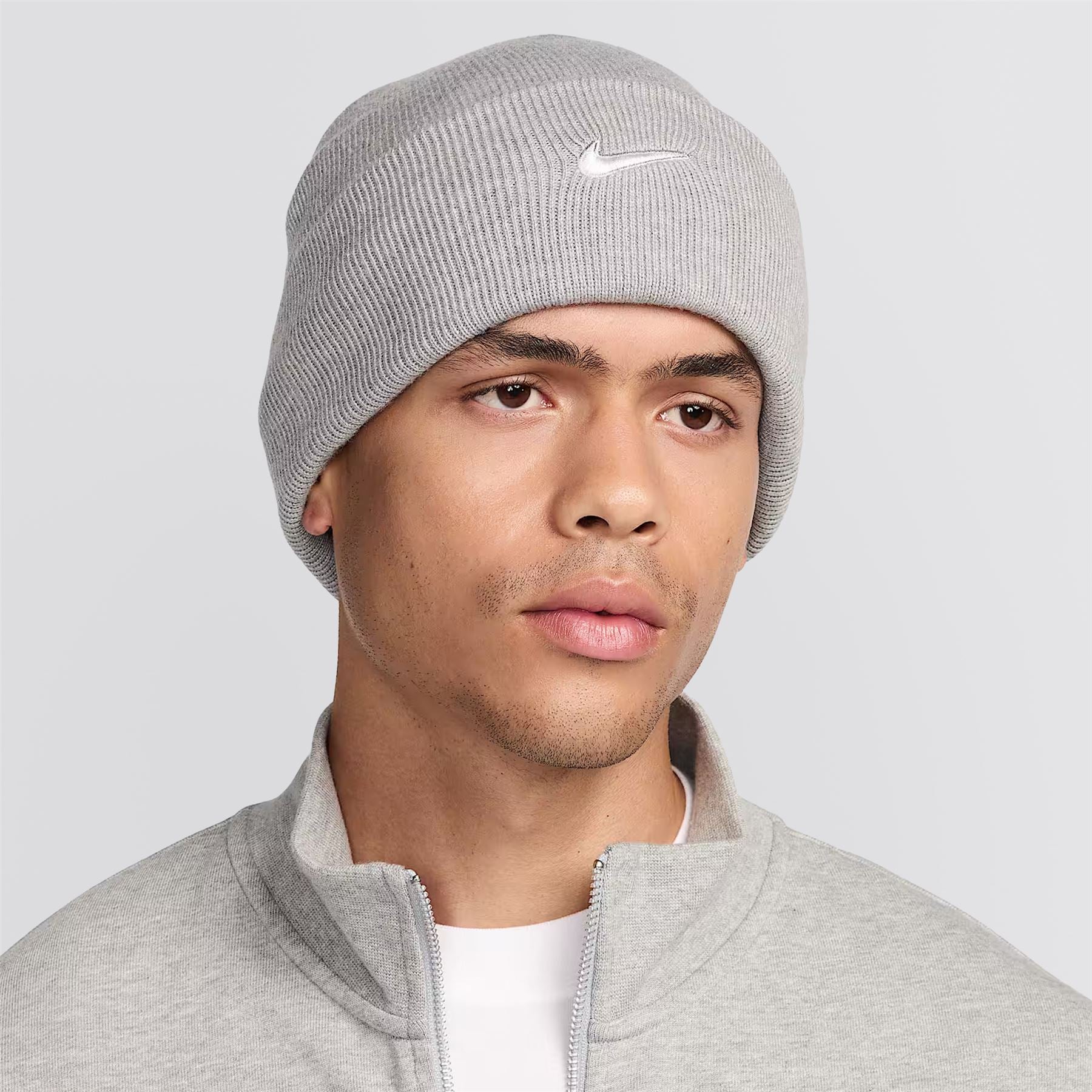 Peak Swoosh Beanie Dark Gray Heather/White