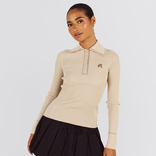 Womens Agatha Knit Polo Dove Grey