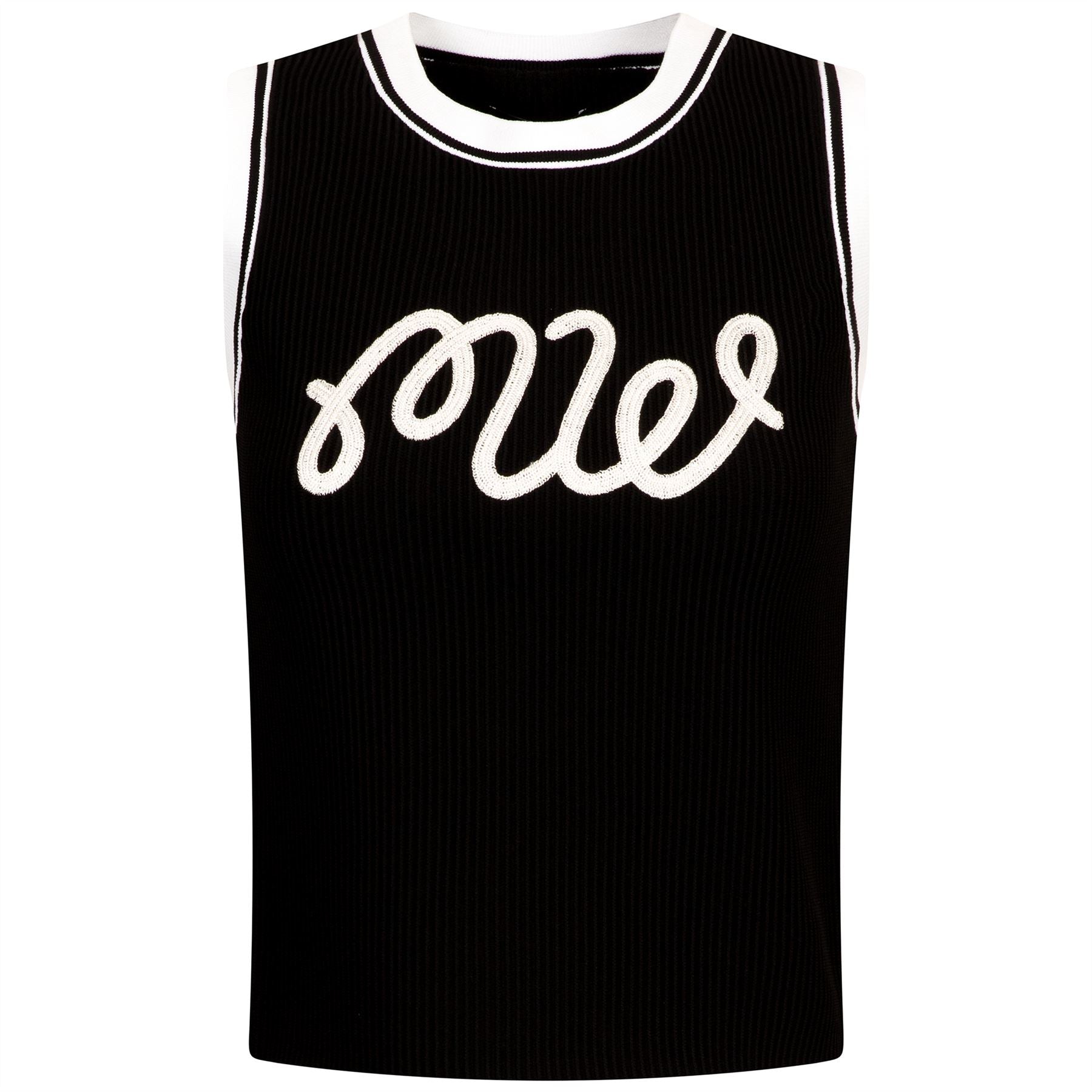 Womens Luna Rib Knit Tank Top Black