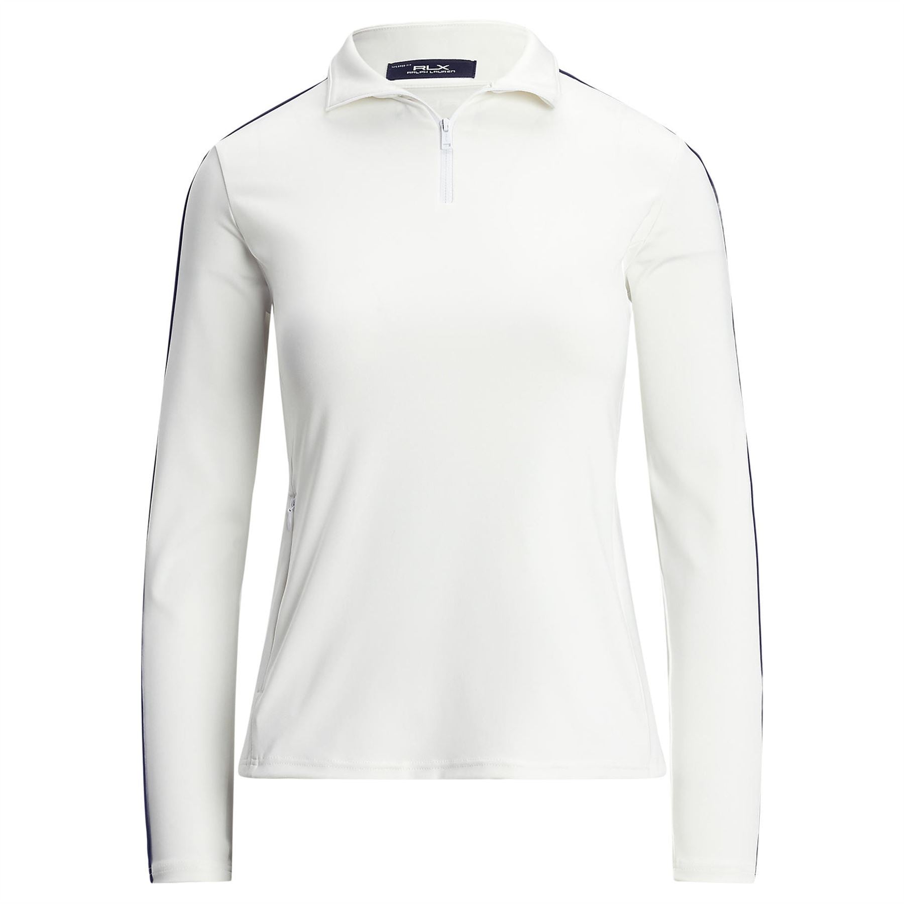 Womens RLX Stretch Jersey Quarter Zip Mid Layer Ceramic White/Refined Navy