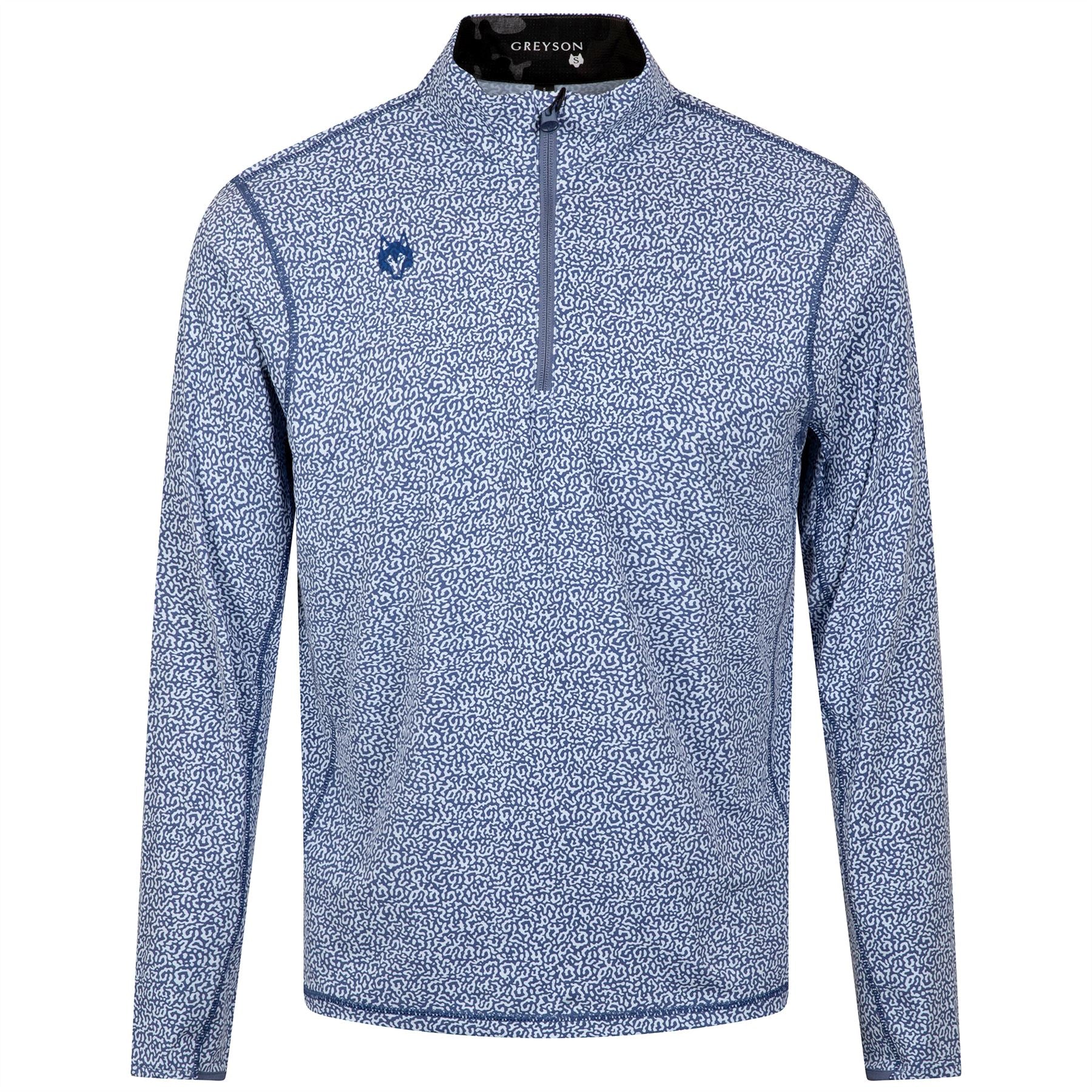 Lake Trout Printed Tate Quarter Zip Mid Layer Delphinium