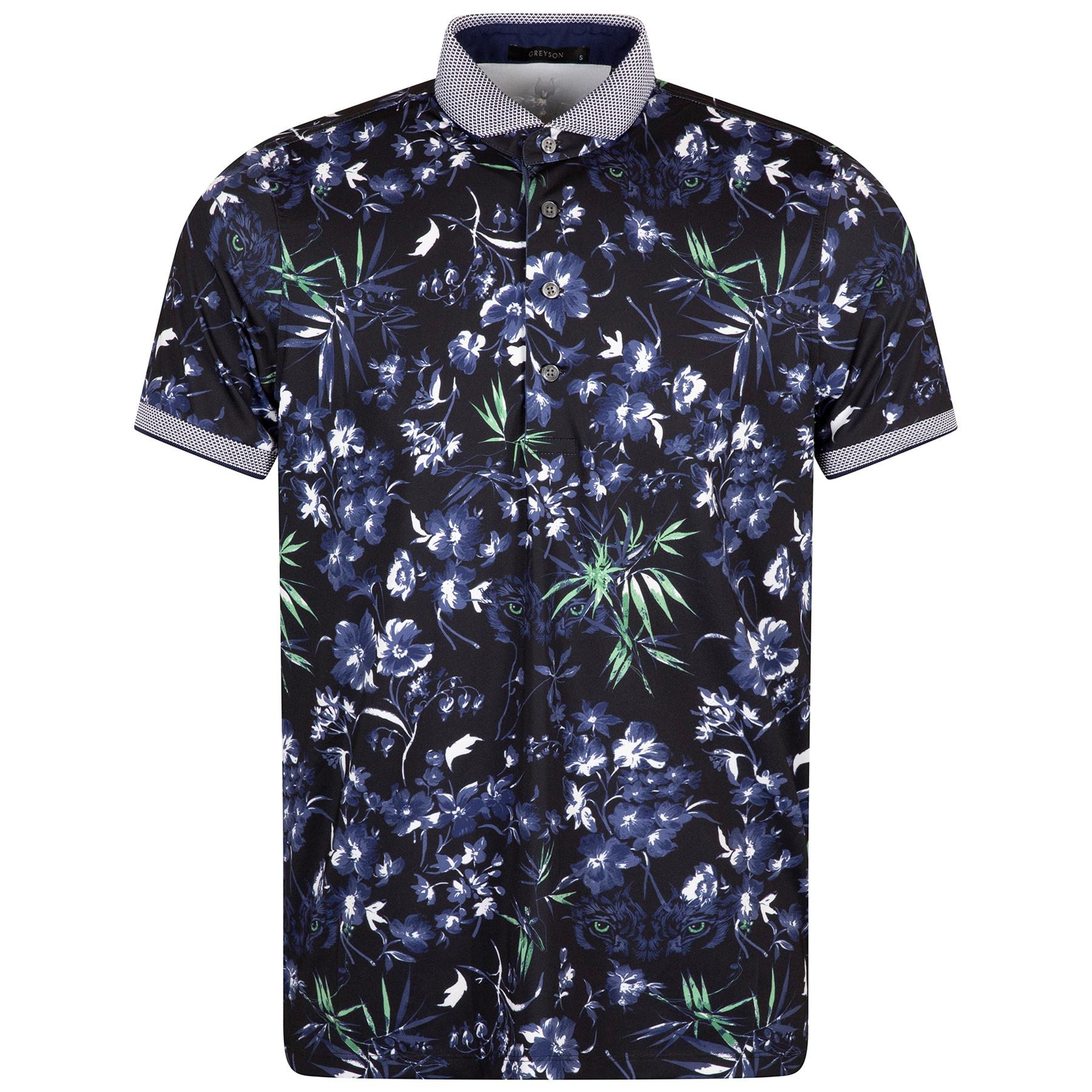 Dark Floral Polo Maltese Blue