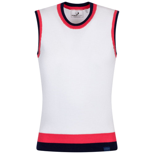 Womens SL Waffle Knit Pullover Vest White/Navy/Red